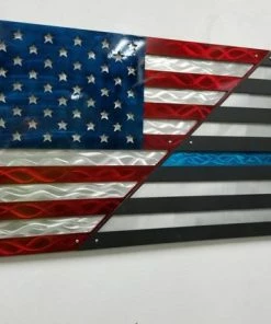 The American Store Aluminum American Flag, Thin Blue Line Flag, American Patriot, Patriotic Wall Decor, Police Tribute, Made In America, Handmade