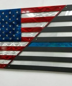 The American Store Aluminum American Flag, Thin Blue Line Flag, American Patriot, Patriotic Wall Decor, Police Tribute, Made In America, Handmade