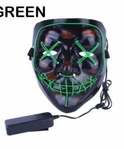 Onlineamericanstore Light Up, LED Mask - Glow In Dark Stitched Hand Made (Halloween, EDM, Cosplay, Rave, Party, Movie) Free Shipping.