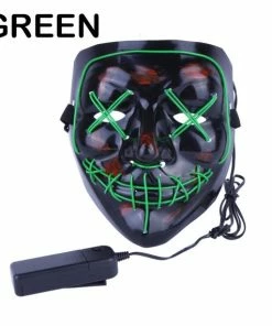 Onlineamericanstore Light Up, LED Mask - Glow In Dark Stitched Hand Made (Halloween, EDM, Cosplay, Rave, Party, Movie) Free Shipping. Halloween Prop
