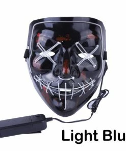 Onlineamericanstore Light Up, LED Mask - Glow In Dark Stitched Hand Made (Halloween, EDM, Cosplay, Rave, Party, Movie) Free Shipping. Halloween Prop