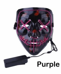 Onlineamericanstore Light Up, LED Mask - Glow In Dark Stitched Hand Made (Halloween, EDM, Cosplay, Rave, Party, Movie) Free Shipping.