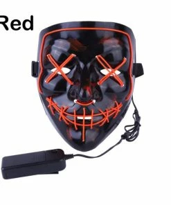 Onlineamericanstore Light Up, LED Mask - Glow In Dark Stitched Hand Made (Halloween, EDM, Cosplay, Rave, Party, Movie) Free Shipping.