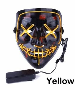 Onlineamericanstore Light Up, LED Mask - Glow In Dark Stitched Hand Made (Halloween, EDM, Cosplay, Rave, Party, Movie) Free Shipping. Halloween Prop