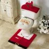 Onlineamericanstore Christmas Bathroom Set 3pcs/set Cloth Santa Claus Rug Cover Bathroom Seat Decor For Home Christmas Decoration Xmas Party Christmas Toilet Christmas Decorations