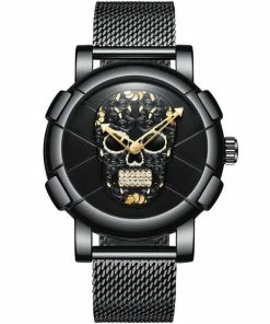 Onlineamericanstore Sugar Skull Men's Wristwatch - Day Of The Dead Watch, Men's Gift Watch, Day OF The Dead Gift Watch, Men's Skull Wristwatch, Free Shipping