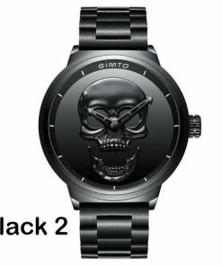 Onlineamericanstore Men's 3D Skull Watch - Luxury Steel Gold, Black Vintage Quartz Men's Watch, Men Gift Watch, Day Of The Dead Gift Watch, Free Shipping Halloween Jewelry