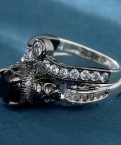 Onlineamericanstore Halloween Jewelry Skull Ring Set - Black Charm Ring, Cubic Zirconia Ring Set, Free Shipping. 13 Onlineamericanstore Halloween Jewelry Skull Ring Set - Black Charm Ring, Cubic Zirconia Ring Set, Free Shipping.