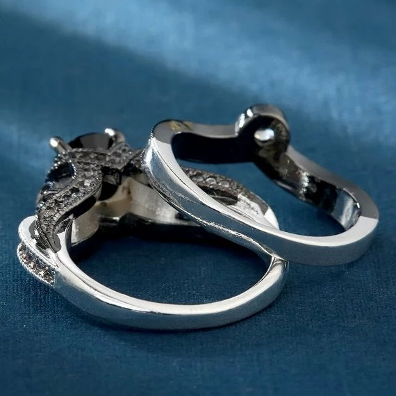 Onlineamericanstore Halloween Jewelry Skull Ring Set - Black Charm Ring, Cubic Zirconia Ring Set, Free Shipping. 6 Onlineamericanstore Halloween Jewelry Skull Ring Set - Black Charm Ring, Cubic Zirconia Ring Set, Free Shipping.