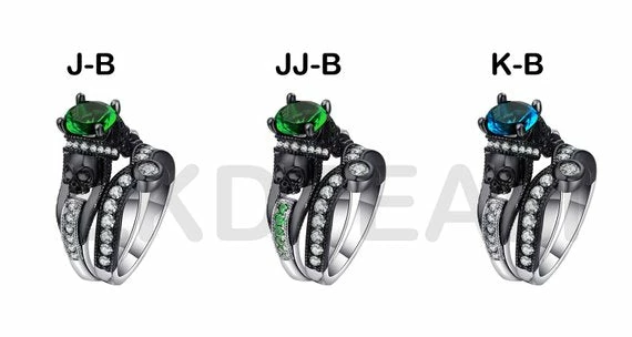 Onlineamericanstore Halloween Jewelry Skull Ring Set - Black Charm Ring, Cubic Zirconia Ring Set, Free Shipping. 10 Onlineamericanstore Halloween Jewelry Skull Ring Set - Black Charm Ring, Cubic Zirconia Ring Set, Free Shipping.