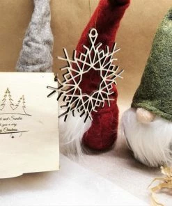 Onlineamericanstore Wooden Christmas Ornaments 24 Set, Eco Friendly Christmas Tree Decorations, Snowflake Ornaments, Personalized Christmas Gift