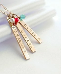 Onlineamericanstore Custom Name Accessories Personalized Gift For Mom, Mothers Necklace, Kids Name Necklace, Vertical Bar Necklace, Custom Name Bridesmaids Necklace, Mothers Day Gift