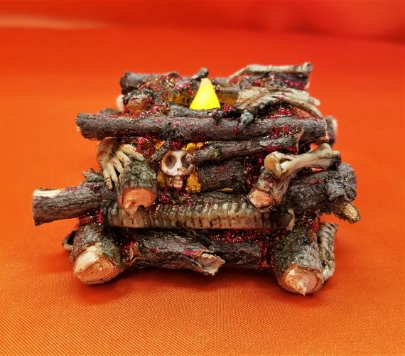 OldRaven Real Log Witch Fire, Halloween Prop, Miniature Log Fire, Halloween Decorative Fire, Tea Light, Flickering Log Flame, Creepy Display Decor 3 OldRaven Real Log Witch Fire, Halloween Prop, Miniature Log Fire, Halloween Decorative Fire, Tea Light, Flickering Log Flame, Creepy Display Decor