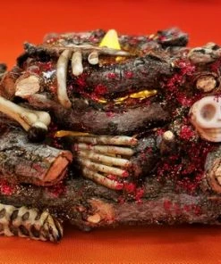 OldRaven Real Log Witch Fire, Halloween Prop, Miniature Log Fire, Halloween Decorative Fire, Tea Light, Flickering Log Flame, Creepy Display Decor