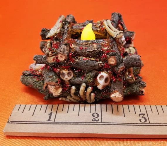 OldRaven Real Log Witch Fire, Halloween Prop, Miniature Log Fire, Halloween Decorative Fire, Tea Light, Flickering Log Flame, Creepy Display Decor 9 OldRaven Real Log Witch Fire, Halloween Prop, Miniature Log Fire, Halloween Decorative Fire, Tea Light, Flickering Log Flame, Creepy Display Decor
