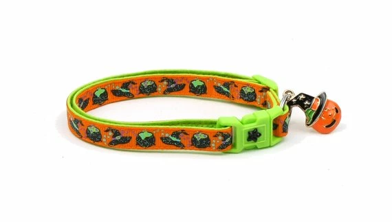 Online American Store Halloween Cat Collar -Witches Brew On Orange And Green - Kitten Or Large Size - Halloween Cat Collar Halloween Pets Accessories 7 Online American Store Halloween Cat Collar -Witches Brew On Orange And Green - Kitten Or Large Size - Halloween Cat Collar Halloween Pets Accessories