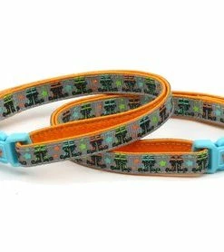 Pugs2Persians Halloween Pets Accessories Halloween Cat Collar -Witchy Boots On Grey - Kitten Or Large Size - Halloween Cat Collar