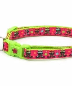 Pugs2Persians Halloween Cat Collar -Witchy Boots On Pink - Kitten Or Large Size - Halloween Cat Collar