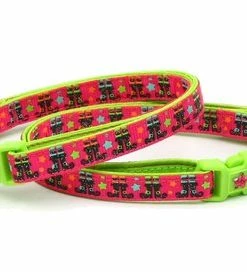 Pugs2Persians Halloween Cat Collar -Witchy Boots On Pink - Kitten Or Large Size - Halloween Cat Collar