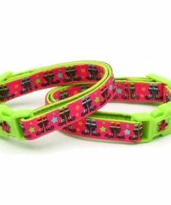 Pugs2Persians Halloween Cat Collar -Witchy Boots On Pink - Kitten Or Large Size - Halloween Cat Collar