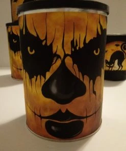 The American Store Set Of 5 Halloween Buckets Tin Cans Upcycled Tin Cans Set Of 5 Halloween Decor Tin Cans Horror Table Decor Black Cat Decor Fall Decorations Halloween Decorations