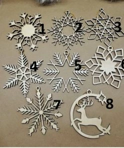 Onlineamericanstore Wooden Christmas Ornaments 24 Set, Eco Friendly Christmas Tree Decorations, Snowflake Ornaments, Personalized Christmas Gift