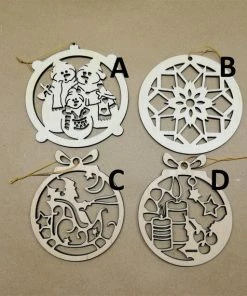 Onlineamericanstore Wooden Christmas Ornaments 24 Set, Eco Friendly Christmas Tree Decorations, Snowflake Ornaments, Personalized Christmas Gift