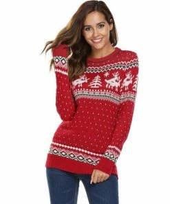 Onlineamericanstore Ugly Christmas Sweater For Women • Funny Christmas Jumper, Sweaters Casual Long Sleeve, O Neck, Deer, Toddler Youth Adult, Winter Tops,gift Christmas Women Clothing