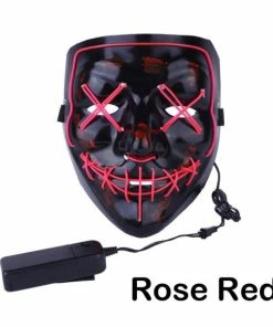 Onlineamericanstore Light Up, LED Mask - Glow In Dark Stitched Hand Made (Halloween, EDM, Cosplay, Rave, Party, Movie) Free Shipping.