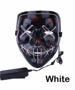 Onlineamericanstore Light Up, LED Mask - Glow In Dark Stitched Hand Made (Halloween, EDM, Cosplay, Rave, Party, Movie) Free Shipping.
