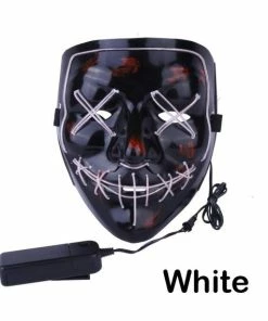 Onlineamericanstore Light Up, LED Mask - Glow In Dark Stitched Hand Made (Halloween, EDM, Cosplay, Rave, Party, Movie) Free Shipping. Halloween Prop