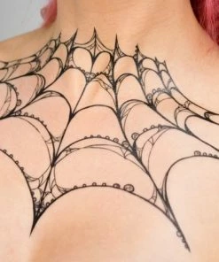 Onlineamericanstore Halloween Temporary Tekashi69 Tattoos Lace Spiderweb II Temporary Tattoo