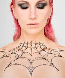 Onlineamericanstore Halloween Temporary Tekashi69 Tattoos Lace Spiderweb II Temporary Tattoo
