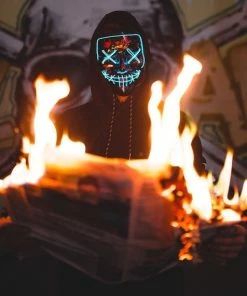 Onlineamericanstore Light Up, LED Mask - Glow In Dark Stitched Hand Made (Halloween, EDM, Cosplay, Rave, Party, Movie) Free Shipping.