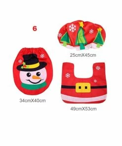 Onlineamericanstore Christmas Bathroom Set 3pcs/set Cloth Santa Claus Rug Cover Bathroom Seat Decor For Home Christmas Decoration Xmas Party Christmas Toilet Christmas Decorations