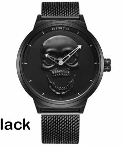 Onlineamericanstore Men's 3D Skull Watch - Luxury Steel Gold, Black Vintage Quartz Men's Watch, Men Gift Watch, Day Of The Dead Gift Watch, Free Shipping Halloween Jewelry