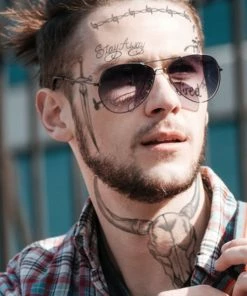 Onlineamericanstore Post Malone Face Tattoo Set | Temporary Tattoos | Halloween Costume | Skin Safe | 16 Tattoos Total