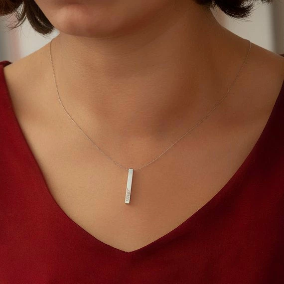 Onlineamericanstore Custom Name Accessories 14k Solid Gold Custom Name Vertical Bar Necklace, Elegant Personalized Four Sided Name Bar Necklace Is A Great Gift For Her. Christmas Gift 11 Onlineamericanstore Custom Name Accessories 14k Solid Gold Custom Name Vertical Bar Necklace, Elegant Personalized Four Sided Name Bar Necklace Is A Great Gift For Her. Christmas Gift