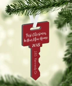 Onlineamericanstore New Home Christmas Ornament, Personalized Ornament, Key Shape Christmas Ornament, Housewarming Gift Christmas Home Decor