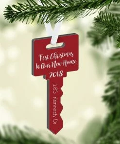 Onlineamericanstore New Home Christmas Ornament, Personalized Ornament, Key Shape Christmas Ornament, Housewarming Gift Christmas Home Decor