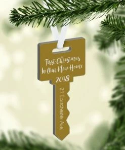 Onlineamericanstore New Home Christmas Ornament, Personalized Ornament, Key Shape Christmas Ornament, Housewarming Gift Christmas Home Decor