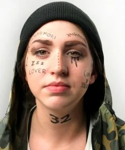 Onlineamericanstore Lil Xan Face Tattoo Set | Real To Life Temporary Tattoos | Halloween Costume | Skin Safe | 18Tattoos Included Halloween Temporary Tekashi69 Tattoos