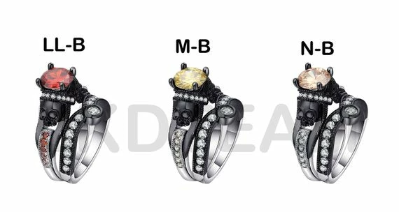 Onlineamericanstore Halloween Jewelry Skull Ring Set - Black Charm Ring, Cubic Zirconia Ring Set, Free Shipping. 11 Onlineamericanstore Halloween Jewelry Skull Ring Set - Black Charm Ring, Cubic Zirconia Ring Set, Free Shipping.