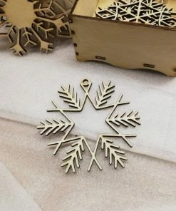 Onlineamericanstore Wooden Christmas Ornaments 24 Set, Eco Friendly Christmas Tree Decorations, Snowflake Ornaments, Personalized Christmas Gift