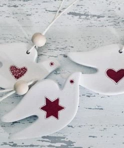Onlineamericanstore Dove Ornaments,Swedish Christmas Decorations, Bird Ornaments, Scandinavian Christmas,Christmas Napkin Rings,Christmas Napkin Ties