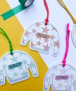 Onlineamericanstore Personalised Colourful Christmas Tree Decorations, Add Any Name!