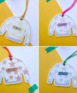 Onlineamericanstore Personalised Colourful Christmas Tree Decorations, Add Any Name!