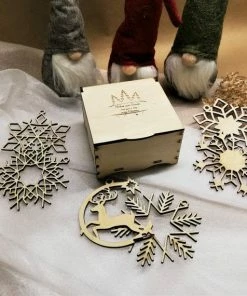 Onlineamericanstore Wooden Christmas Ornaments 24 Set, Eco Friendly Christmas Tree Decorations, Snowflake Ornaments, Personalized Christmas Gift