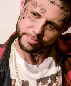 Onlineamericanstore Post Malone Face Tattoo Set | Temporary Tattoos | Halloween Costume | Skin Safe | 16 Tattoos Total