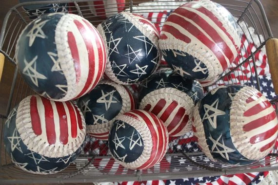 Onlineamericanstore Primitive American Flag - Baseball Hand Painted - Flag Baseball - Bowl Fillers - Patriotic 5 Onlineamericanstore Primitive American Flag - Baseball Hand Painted - Flag Baseball - Bowl Fillers - Patriotic
